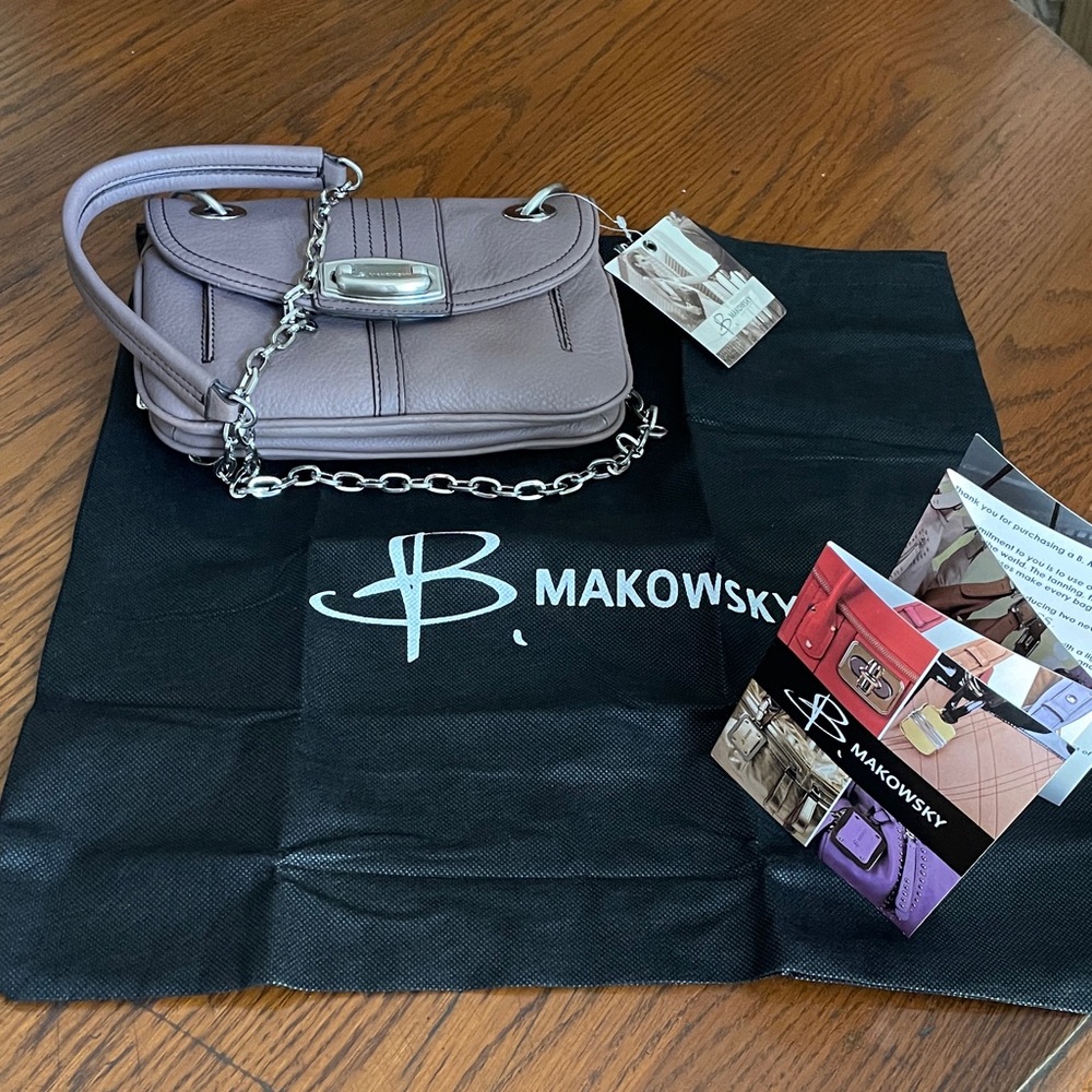 B. Makowsky Purple Crossbody Bag with Chain Detail